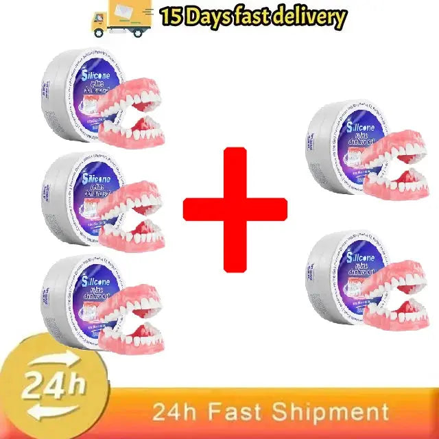 Silicone Denture Set Fit Temporary Orthodontic Teeth Dentures Fake Tooth Oral Hygiene Care Whitening Dentures Simulation Braces upscaleclicks
