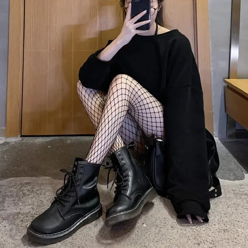 Simplejewejl Hot Women Long Sexy Hollow Out Fishnet Stockings Pantyhose Black Waist Tights Panty Lingerie High Quality upscaleclicks