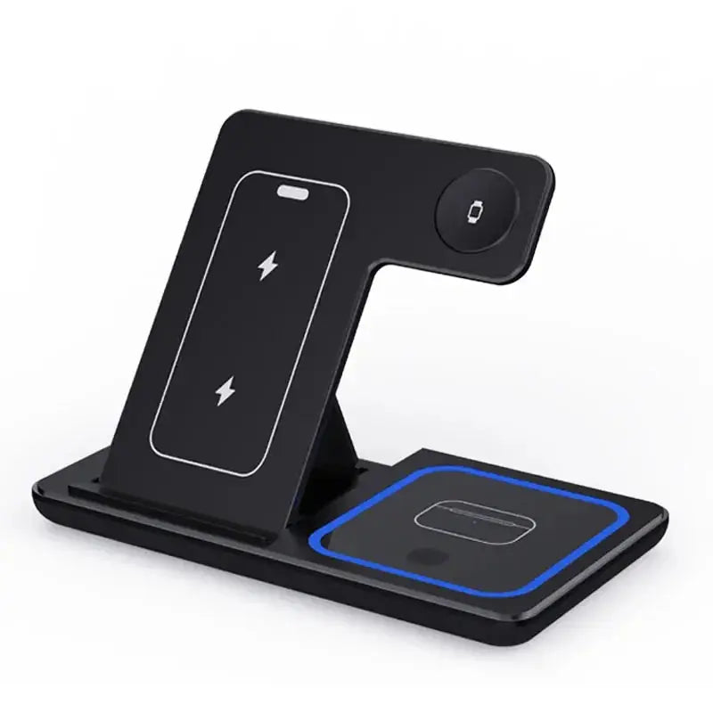 Soporte de cargador inalámbrico rápido con LED, estación de carga plegable 3 en 1 de para iPhone 15, 14, 13, 12, 11, Apple Watch upscaleclicks