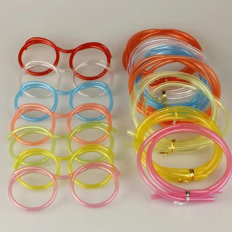 Straw Glasses Funny Soft PVC Glasses Flexible Drinking Straws Kids Party Supplies Bar Supplies Creativity Toy Kids Gift upscaleclicks