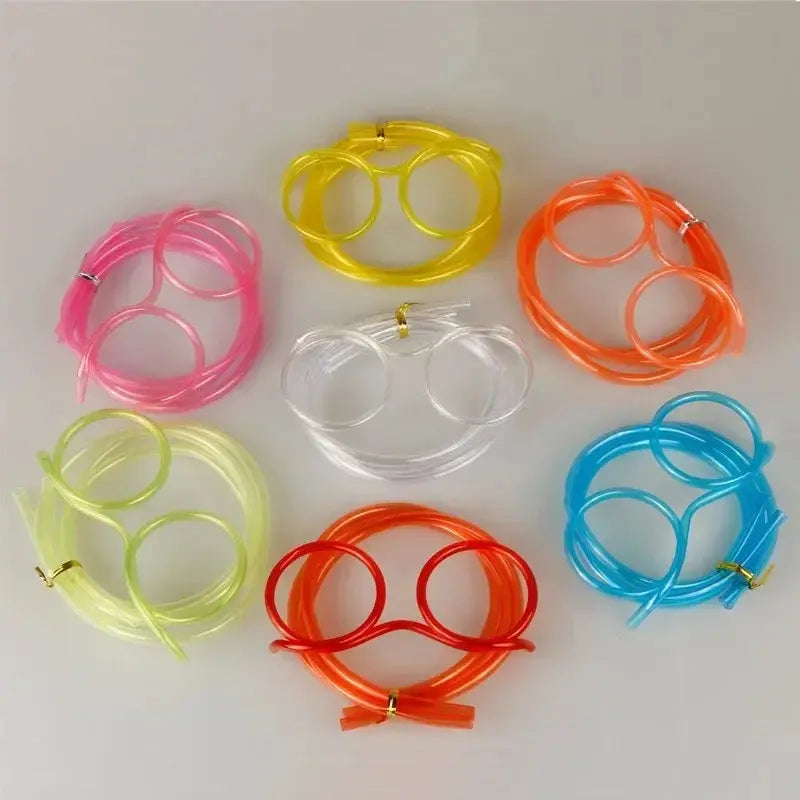 Straw Glasses Funny Soft PVC Glasses Flexible Drinking Straws Kids Party Supplies Bar Supplies Creativity Toy Kids Gift upscaleclicks