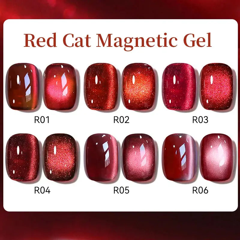 UR SUGAR 15ml 6 Colors Shine Red Winter Christmas Cat Magnetic Gel Nail Polish Sparkling Glitter Semi Permanent Soak Off UV Gel upscaleclicks