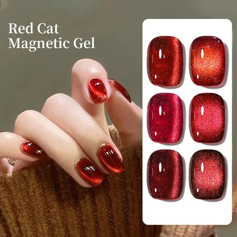 UR SUGAR 15ml 6 Colors Shine Red Winter Christmas Cat Magnetic Gel Nail Polish Sparkling Glitter Semi Permanent Soak Off UV Gel upscaleclicks