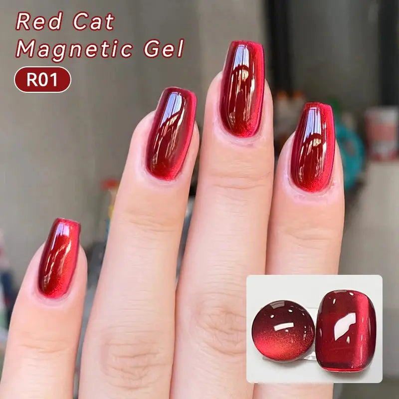 UR SUGAR 15ml 6 Colors Shine Red Winter Christmas Cat Magnetic Gel Nail Polish Sparkling Glitter Semi Permanent Soak Off UV Gel upscaleclicks