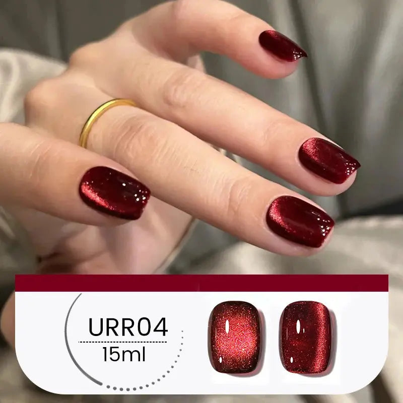 UR SUGAR 15ml 6 Colors Shine Red Winter Christmas Cat Magnetic Gel Nail Polish Sparkling Glitter Semi Permanent Soak Off UV Gel upscaleclicks