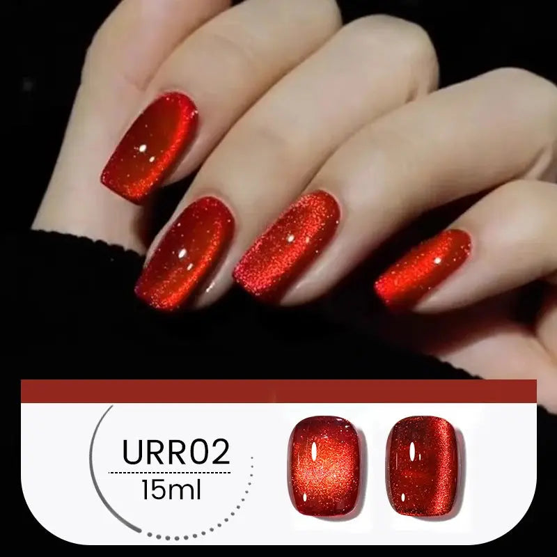 UR SUGAR 15ml 6 Colors Shine Red Winter Christmas Cat Magnetic Gel Nail Polish Sparkling Glitter Semi Permanent Soak Off UV Gel upscaleclicks