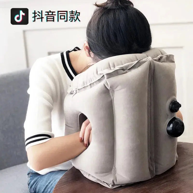 Upgraded Inflatable Air Cushion Travel Pillow Headrest Chin Support Cushions for Airplane Plane Car Office Rest Neck Nap Pillows upscaleclicks