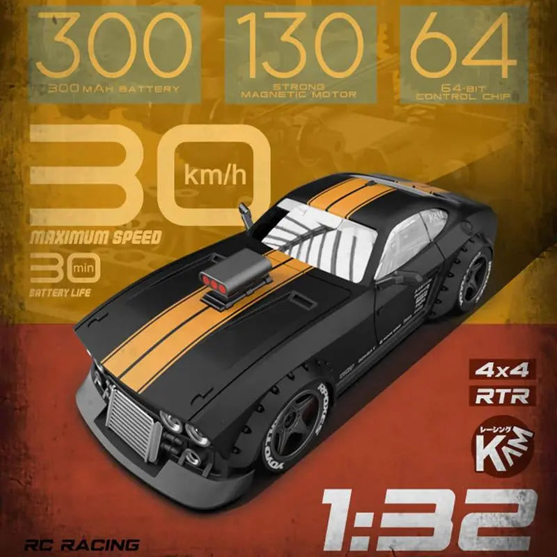 WOWOBONTOY KM3299 1/32 Mini RC Drift Car with Gyro and LED Headlights, 2.4G 4WD Full-Proportion RC Electric Mini Racing Drift Car Model for Boys and Girls