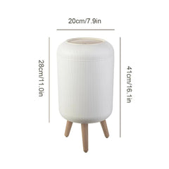 Wooden High Foot Trash Can For Bathroom Creative Kitchen