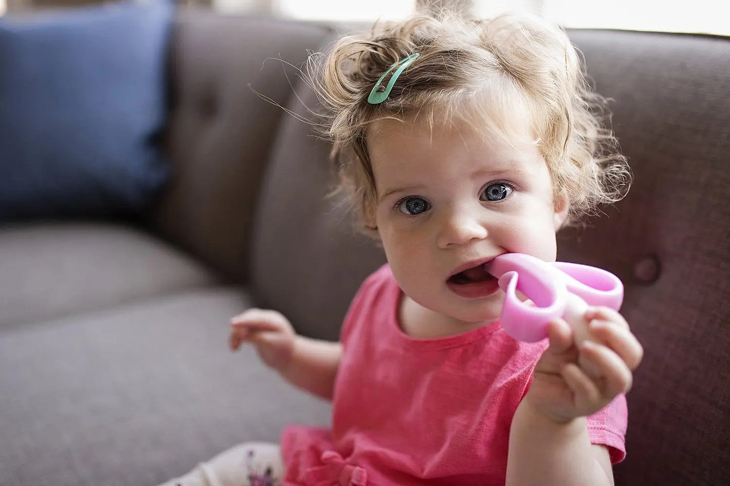 the Original Toothbrush Teether Toy, for Babies Infants Toddlers; USA Family-Owned Business; Teething Relief for Sore Gums, Massaging Soothing; Safest Food Grade Silicone