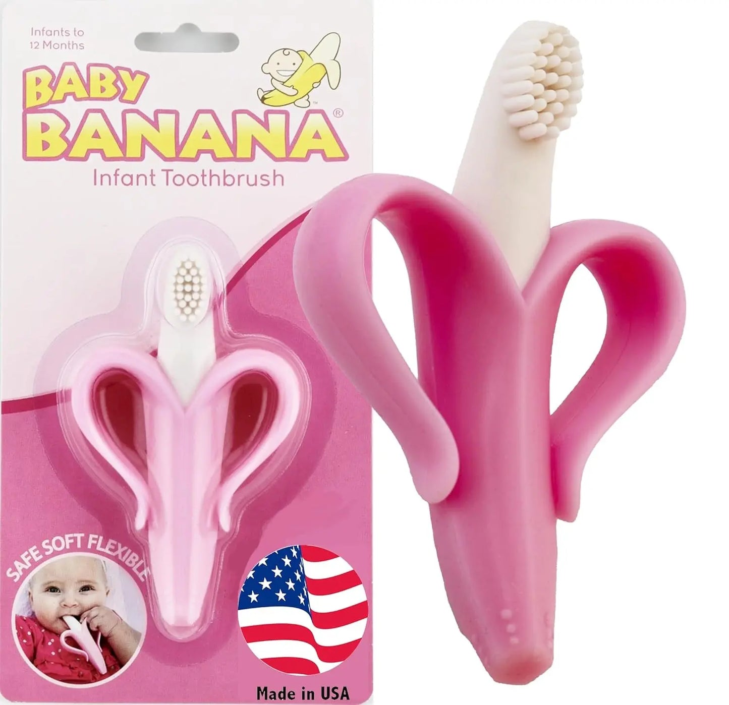 the Original Toothbrush Teether Toy, for Babies Infants Toddlers; USA Family-Owned Business; Teething Relief for Sore Gums, Massaging Soothing; Safest Food Grade Silicone