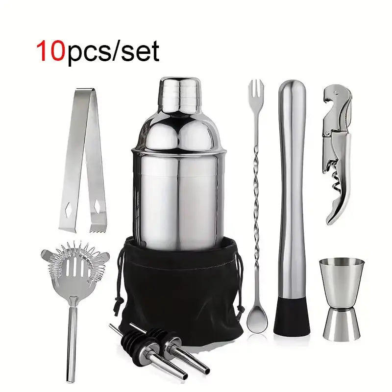 1/3/6/9/11Pcs Cocktail Shaker Set Stainless Steel Bartender Kit Cocktail Mixer Wine Martini Boston Shaker Party Bar Tools