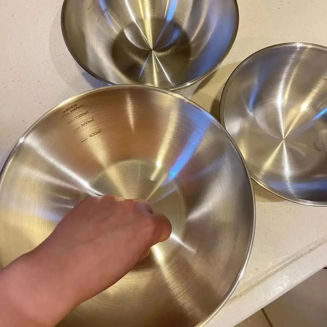 1-3 Stainless Steel Bowl Set with Scale for Cooking Baking Food Storage Large Capacity Mixing Bowls for Home Kitchen Essentials upscaleclicks