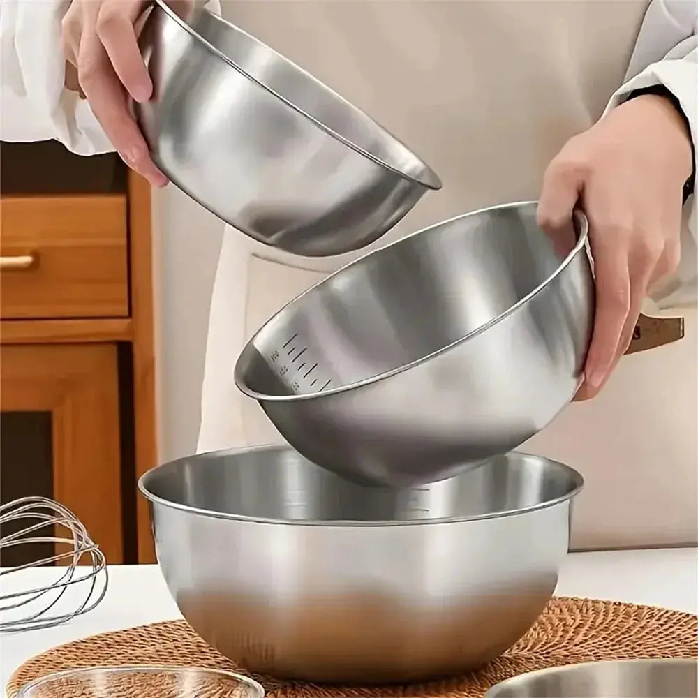 1-3 Stainless Steel Bowl Set with Scale for Cooking Baking Food Storage Large Capacity Mixing Bowls for Home Kitchen Essentials upscaleclicks