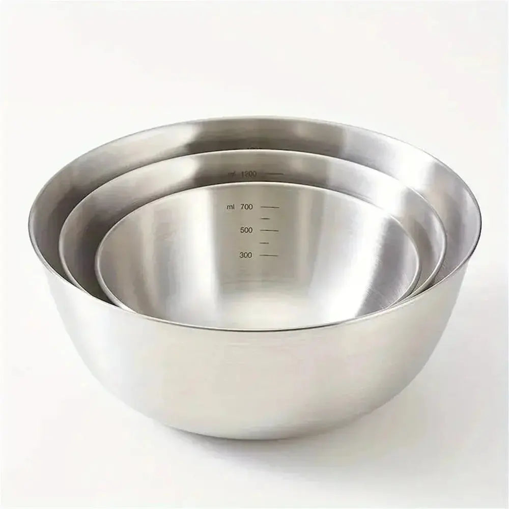 1-3 Stainless Steel Bowl Set with Scale for Cooking Baking Food Storage Large Capacity Mixing Bowls for Home Kitchen Essentials upscaleclicks