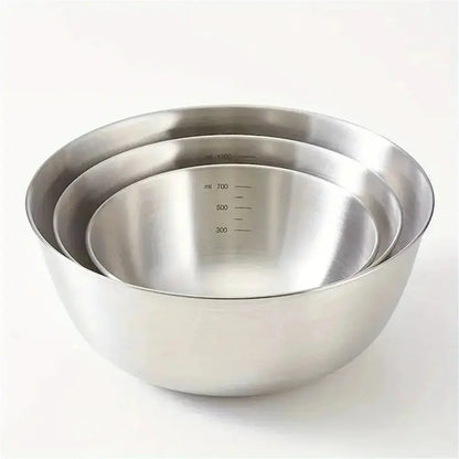 1-3 Stainless Steel Bowl Set with Scale for Cooking Baking Food Storage Large Capacity Mixing Bowls for Home Kitchen Essentials upscaleclicks