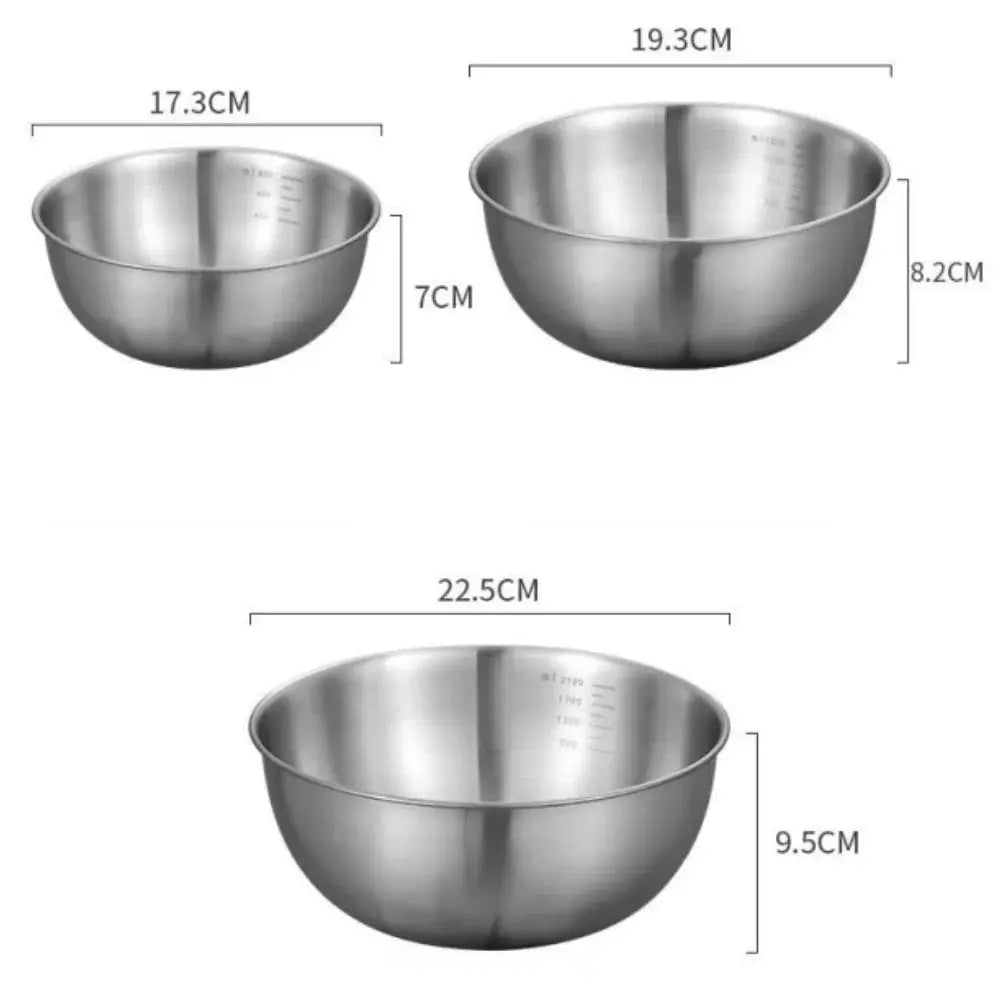 1-3 Stainless Steel Bowl Set with Scale for Cooking Baking Food Storage Large Capacity Mixing Bowls for Home Kitchen Essentials upscaleclicks