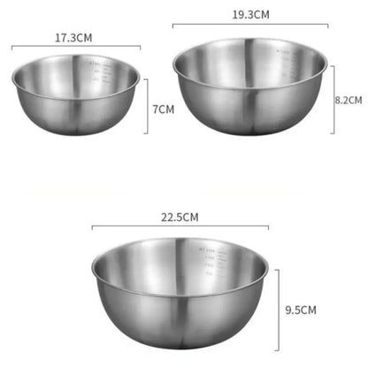 1-3 Stainless Steel Bowl Set with Scale for Cooking Baking Food Storage Large Capacity Mixing Bowls for Home Kitchen Essentials upscaleclicks