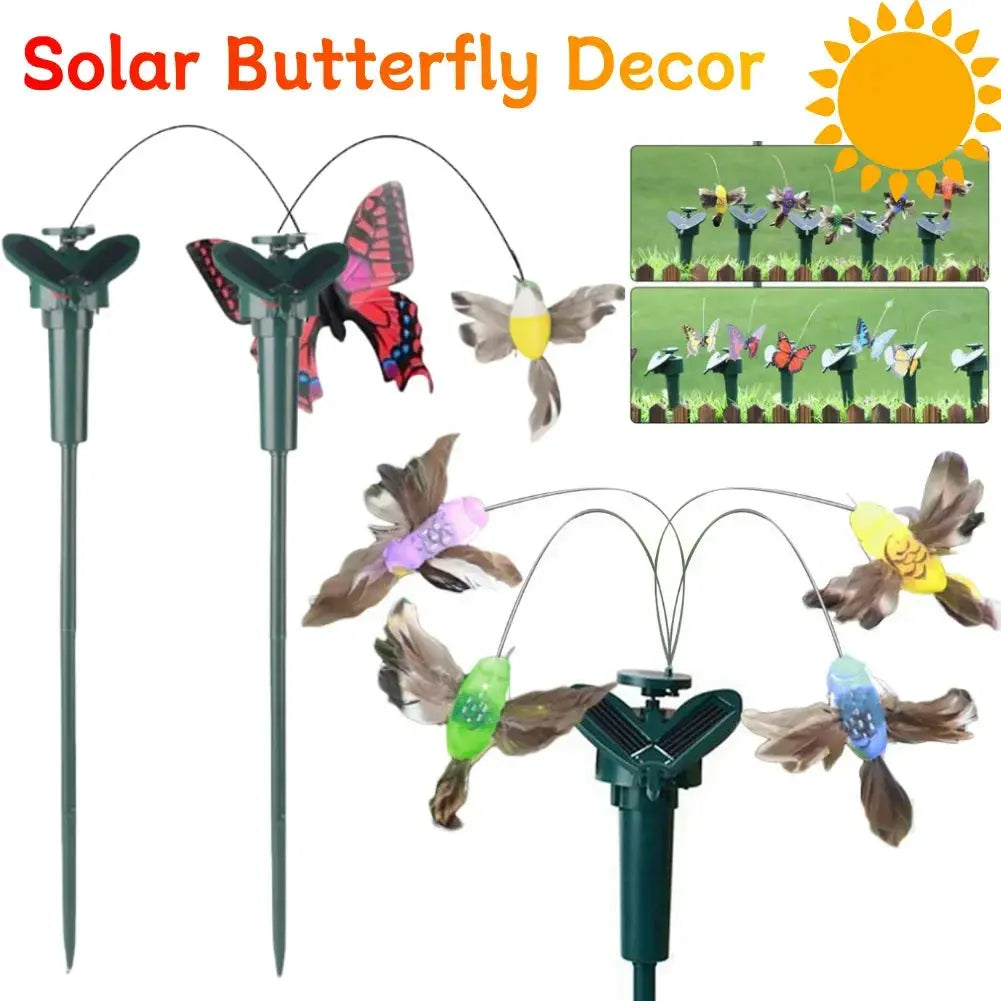 1-3PCS Solar Flying Butterflies Solar Powered Flying Wobble Butterfly Bird Auto Flying Bird Butterfly Waterproof Atmosphere upscaleclicks