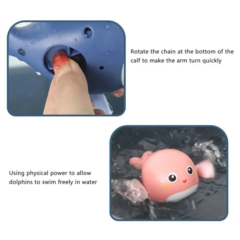 1/3Pcs Baby Bath Toys Pool Beach Classic Chain Clockwork Water Toy Bathing Cute Dolphin For Kids Water Playing Fun Toys Gift upscaleclicks