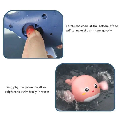 1/3Pcs Baby Bath Toys Pool Beach Classic Chain Clockwork Water Toy Bathing Cute Dolphin For Kids Water Playing Fun Toys Gift upscaleclicks