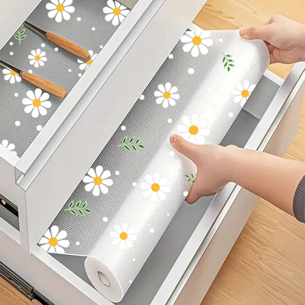 1 Roll of Daisy Eva Shelf Liner for Kitchen Cabinets Lining Lining Non-adhesive Anti-slip Cabinet Lining Waterproof and Oil-proo upscaleclicks