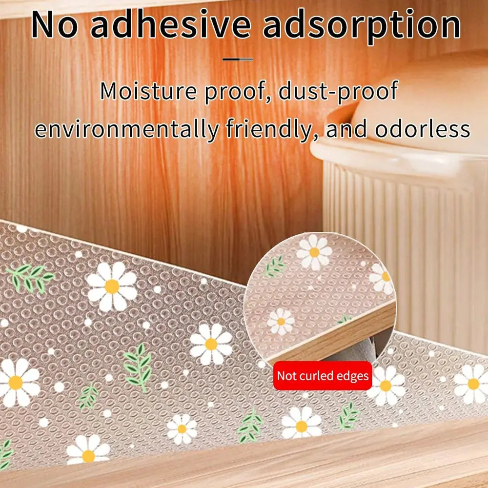1 Roll of Daisy Eva Shelf Liner for Kitchen Cabinets Lining Lining Non-adhesive Anti-slip Cabinet Lining Waterproof and Oil-proo upscaleclicks