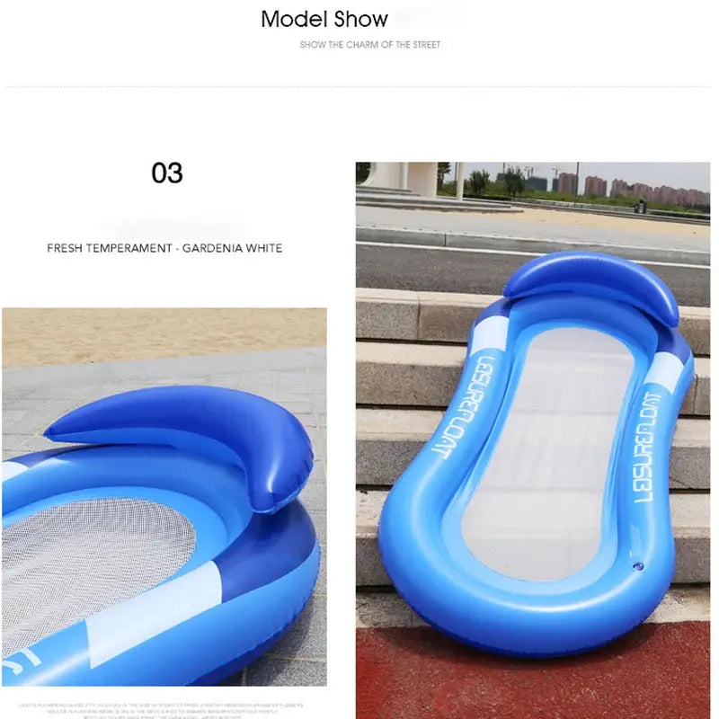 1 pack Pool Floats Raft Extra Covered Pool Floats for Adults, Inflatable Oversized Pool Raft with Headrest Ultra-Comfort Floatin upscaleclicks