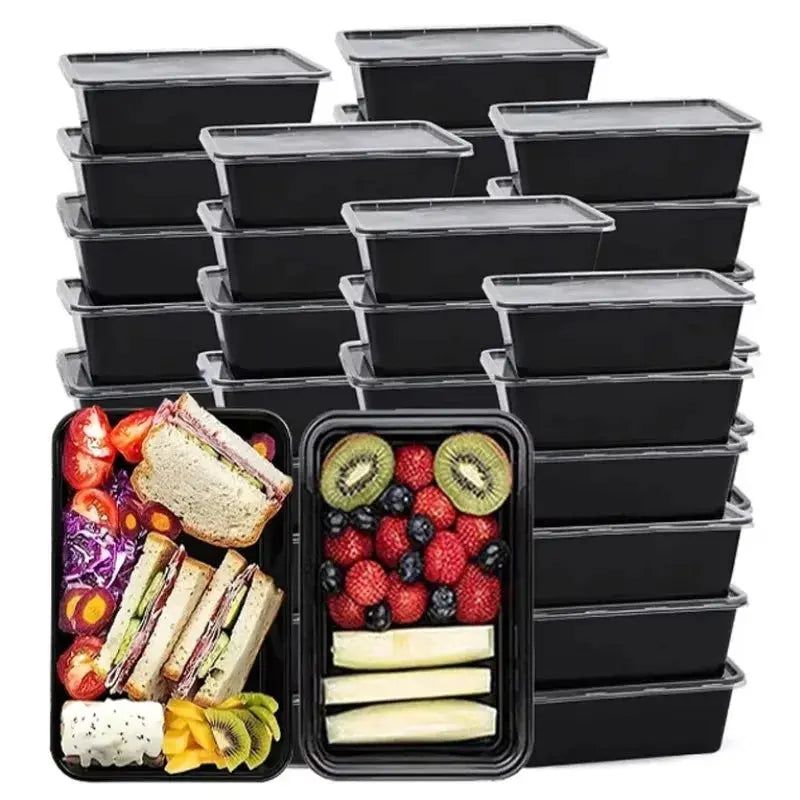 10/20PCS Black Food Box Fruit Salad Food Box Kitchen Meal Prep Takeout Bento Fridge Storage Leakproof Food Containers upscaleclicks