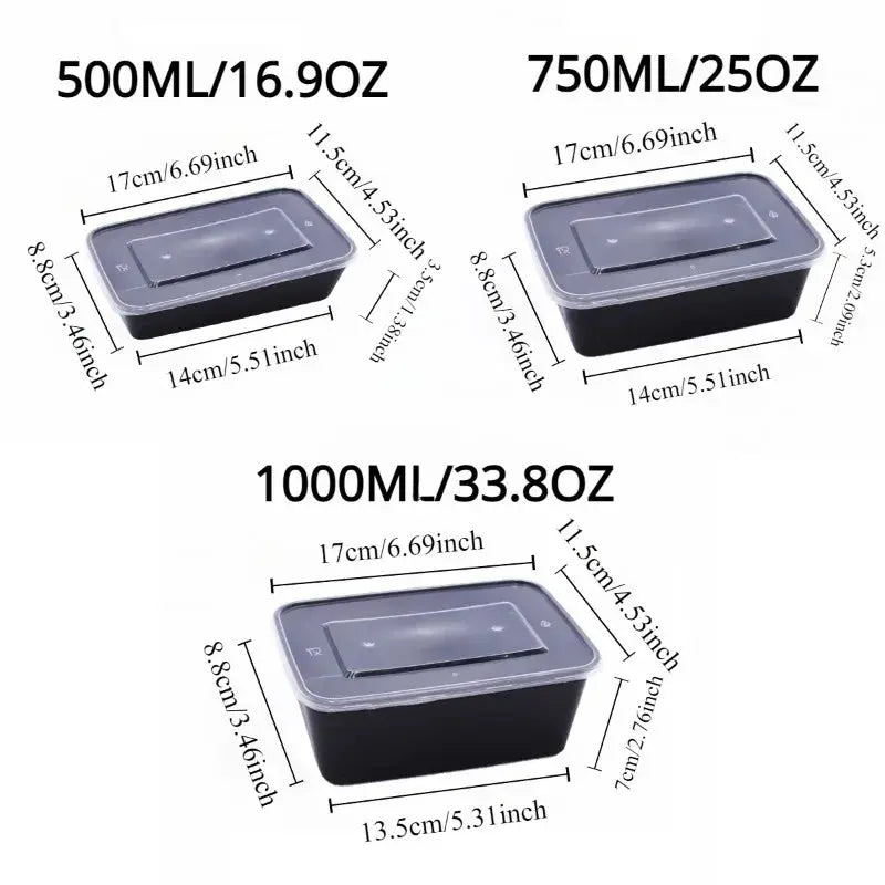 10/20PCS Black Food Box Fruit Salad Food Box Kitchen Meal Prep Takeout Bento Fridge Storage Leakproof Food Containers upscaleclicks