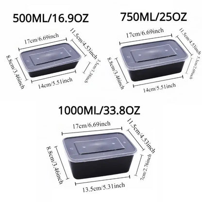 10/20PCS Black Food Box Fruit Salad Food Box Kitchen Meal Prep Takeout Bento Fridge Storage Leakproof Food Containers upscaleclicks