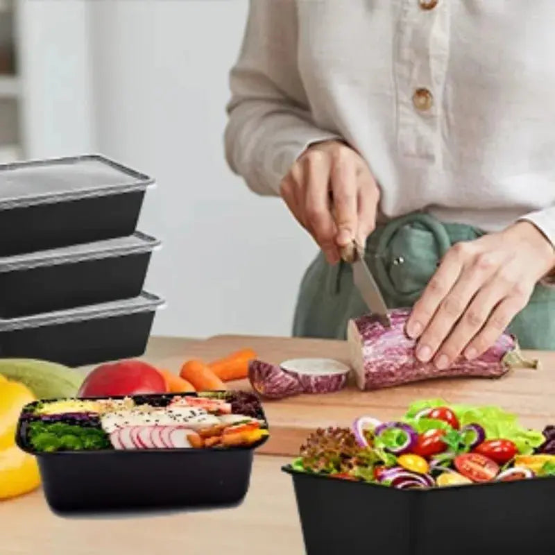 10/20PCS Black Food Box Fruit Salad Food Box Kitchen Meal Prep Takeout Bento Fridge Storage Leakproof Food Containers upscaleclicks