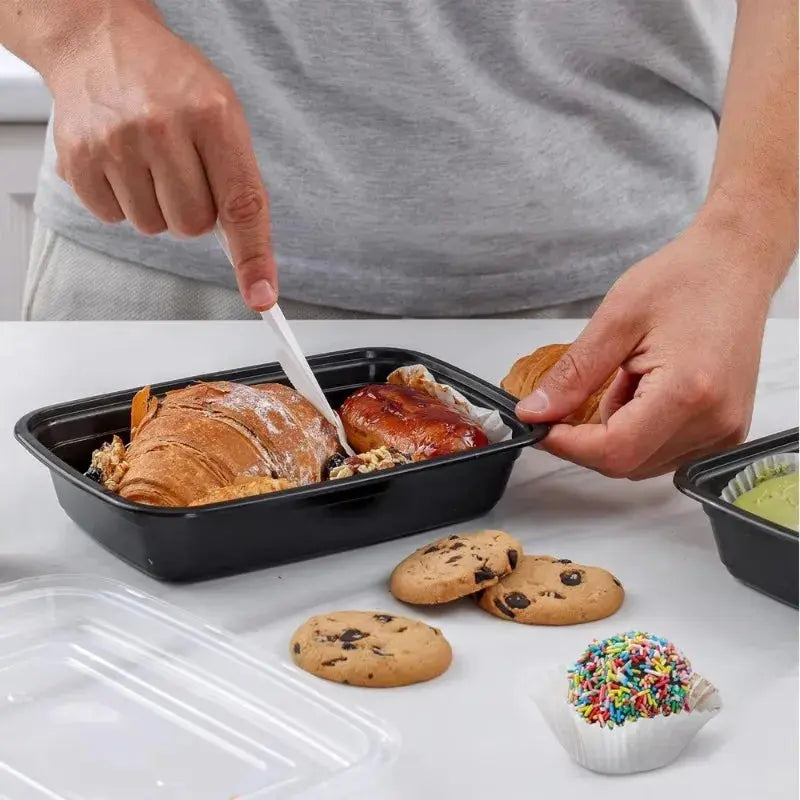10/20PCS Black Food Box Fruit Salad Food Box Kitchen Meal Prep Takeout Bento Fridge Storage Leakproof Food Containers upscaleclicks
