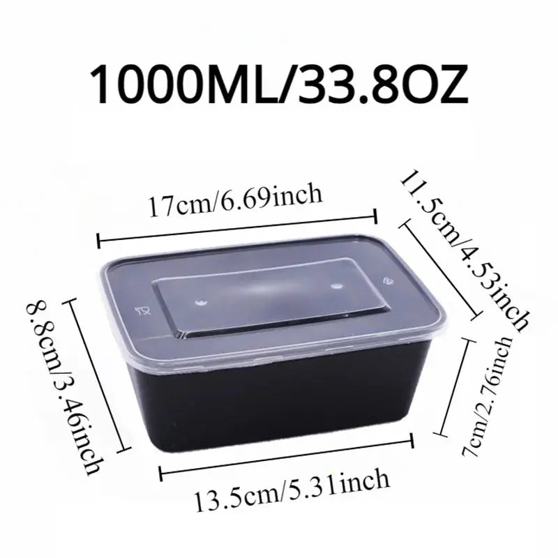 10/20PCS Black Food Box Fruit Salad Food Box Kitchen Meal Prep Takeout Bento Fridge Storage Leakproof Food Containers upscaleclicks