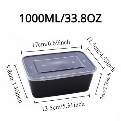 10/20PCS Black Food Box Fruit Salad Food Box Kitchen Meal Prep Takeout Bento Fridge Storage Leakproof Food Containers upscaleclicks