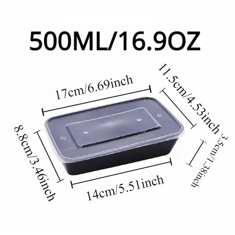 10/20PCS Black Food Box Fruit Salad Food Box Kitchen Meal Prep Takeout Bento Fridge Storage Leakproof Food Containers upscaleclicks