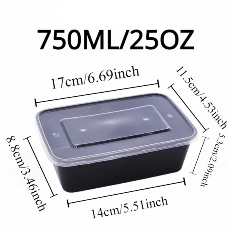 10/20PCS Black Food Box Fruit Salad Food Box Kitchen Meal Prep Takeout Bento Fridge Storage Leakproof Food Containers upscaleclicks