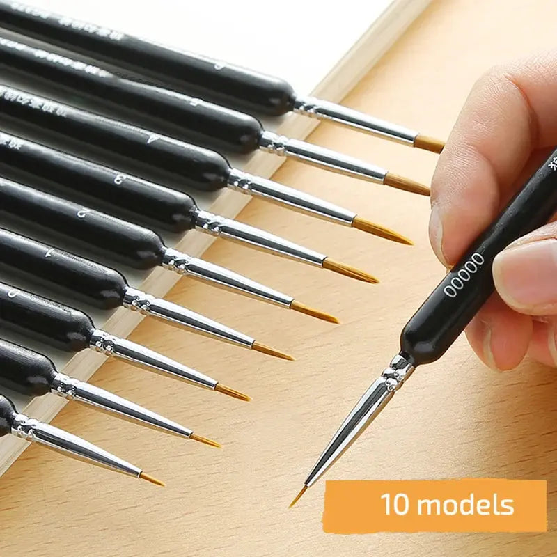 10 pcs Miniature Hook Line Pen art painting brushes weasel hair paint brush gouache watercolor oil paints artists Hand Painted upscaleclicks