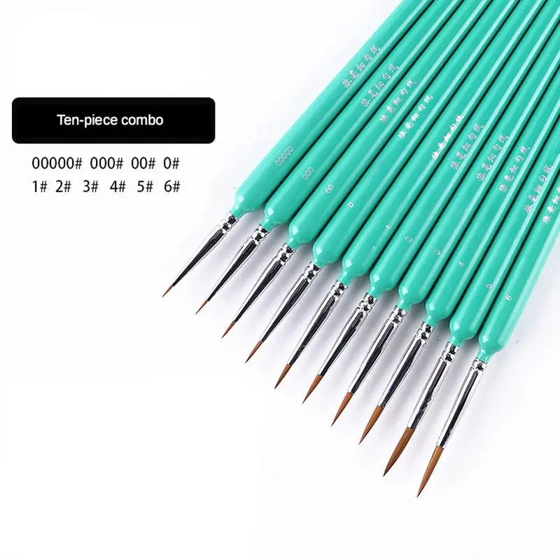 10 pcs Miniature Hook Line Pen art painting brushes weasel hair paint brush gouache watercolor oil paints artists Hand Painted upscaleclicks