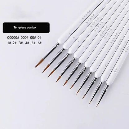 10 pcs Miniature Hook Line Pen art painting brushes weasel hair paint brush gouache watercolor oil paints artists Hand Painted upscaleclicks