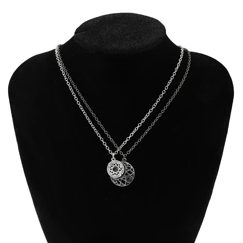 100 Language I Love You Projection Necklace For Couple Women Magnetic Paired Pendants Choker Chain Heart Jewelry Gift upscaleclicks