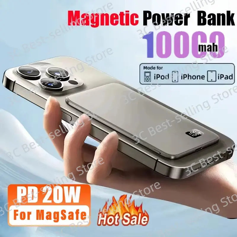10000mah Ultra Thin Power Bank For Magsafe Magnetic Wireless Fast Charging Mac Safe Portable Battery For Iphone Xiaomi Samsung upscaleclicks