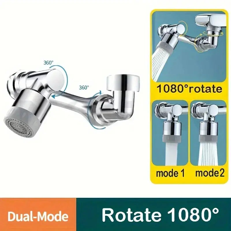 1080° Rotatable Extension Faucet Sprayer Head 2 Spray Modes Universal Bathroom Tap Extend Adapter Aerator upscaleclicks