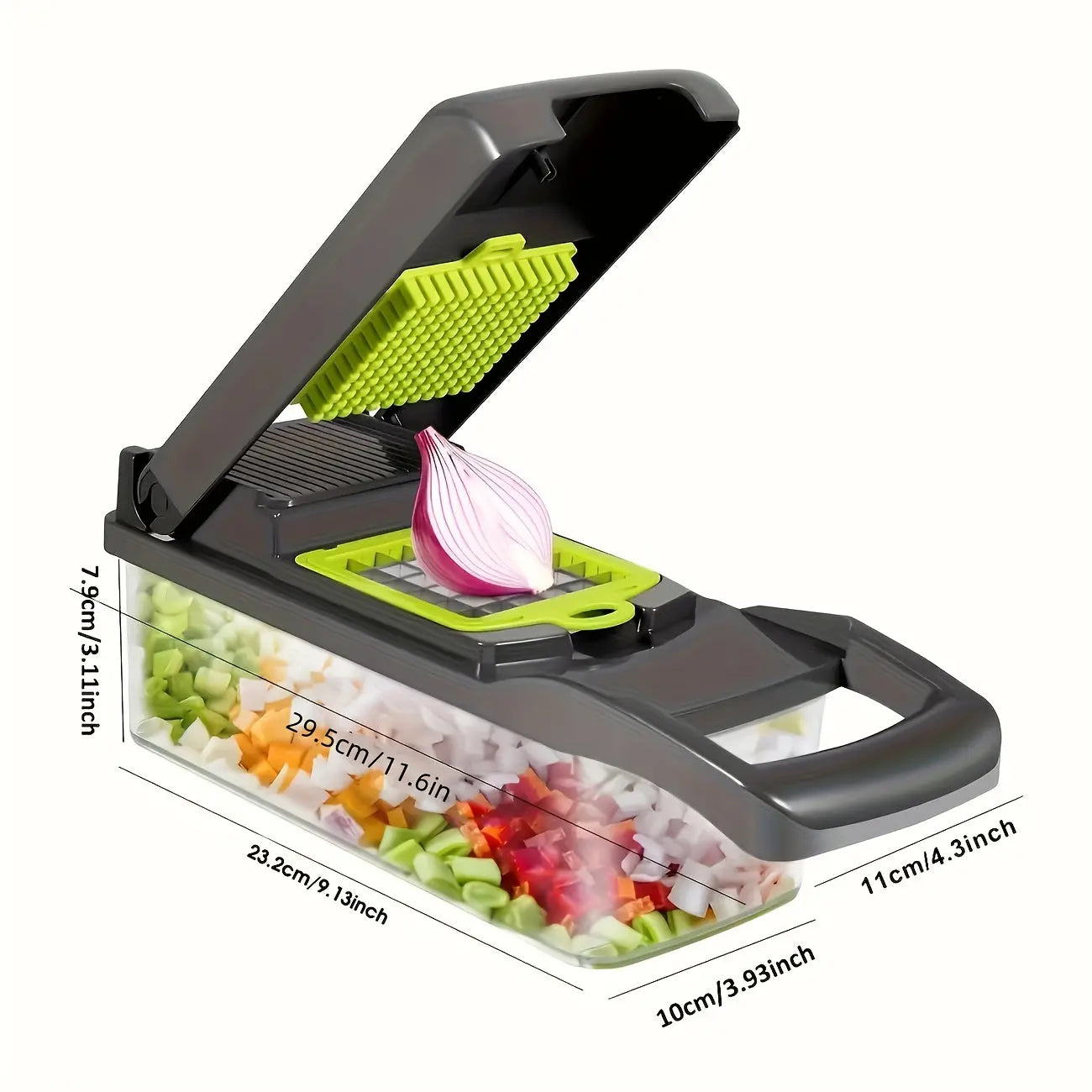15pcs multifunctional vegetable chopper-stainless steel blade, handle food grinder, vegetable slicer, and onion chopper- suitable for french fries, large capacity slicers, and shredders-perfect for daily kitchen use-an excell upscaleclicks