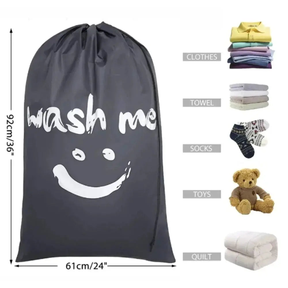 1PC Smile Shape Nylon Laundry Bag Wash Me Travel Storage Pouch Machine Washable Dirty Clothes Organizer Wash Drawstring Bag upscaleclicks