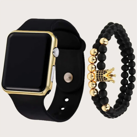1pc Black Plastic Strap Fashionable Square Dial Electronic Watch upscaleclicks