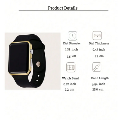 1pc Black Plastic Strap Fashionable Square Dial Electronic Watch upscaleclicks