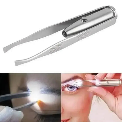 1pc Portable Stainless Steel Smart Design Eyebrow Hair Remove Tweezer With LED Light Makeup Tool upscaleclicks