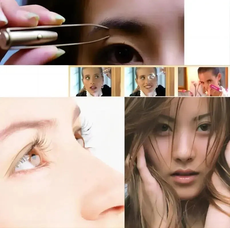 1pc Portable Stainless Steel Smart Design Eyebrow Hair Remove Tweezer With LED Light Makeup Tool upscaleclicks