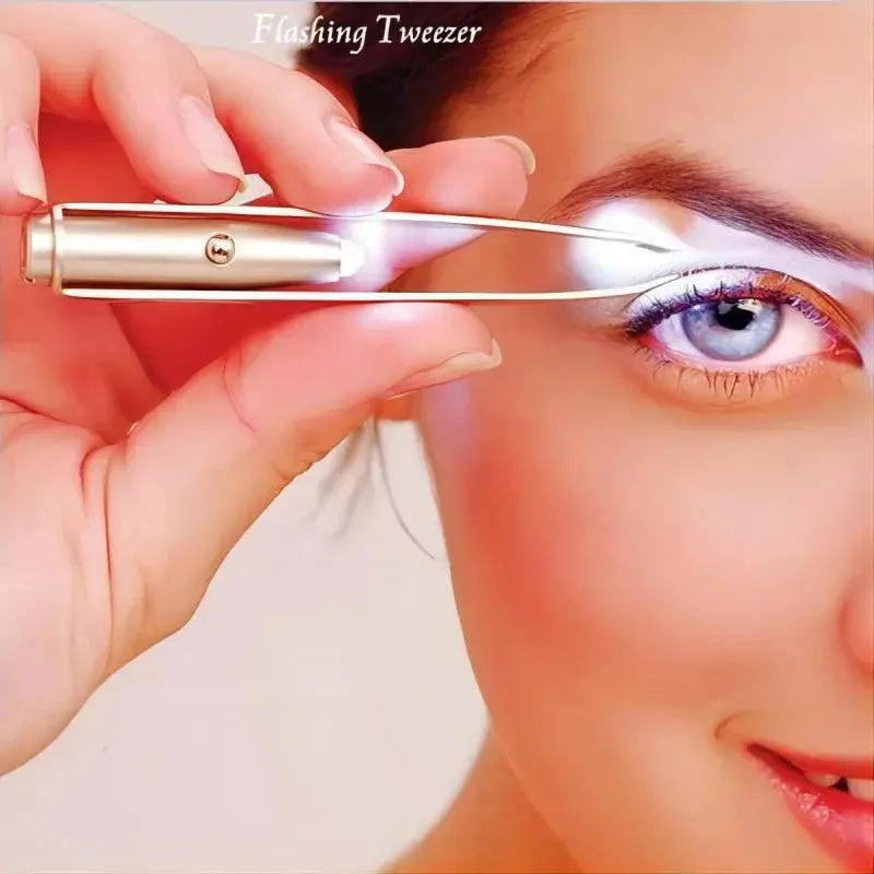 1pc Portable Stainless Steel Smart Design Eyebrow Hair Remove Tweezer With LED Light Makeup Tool upscaleclicks